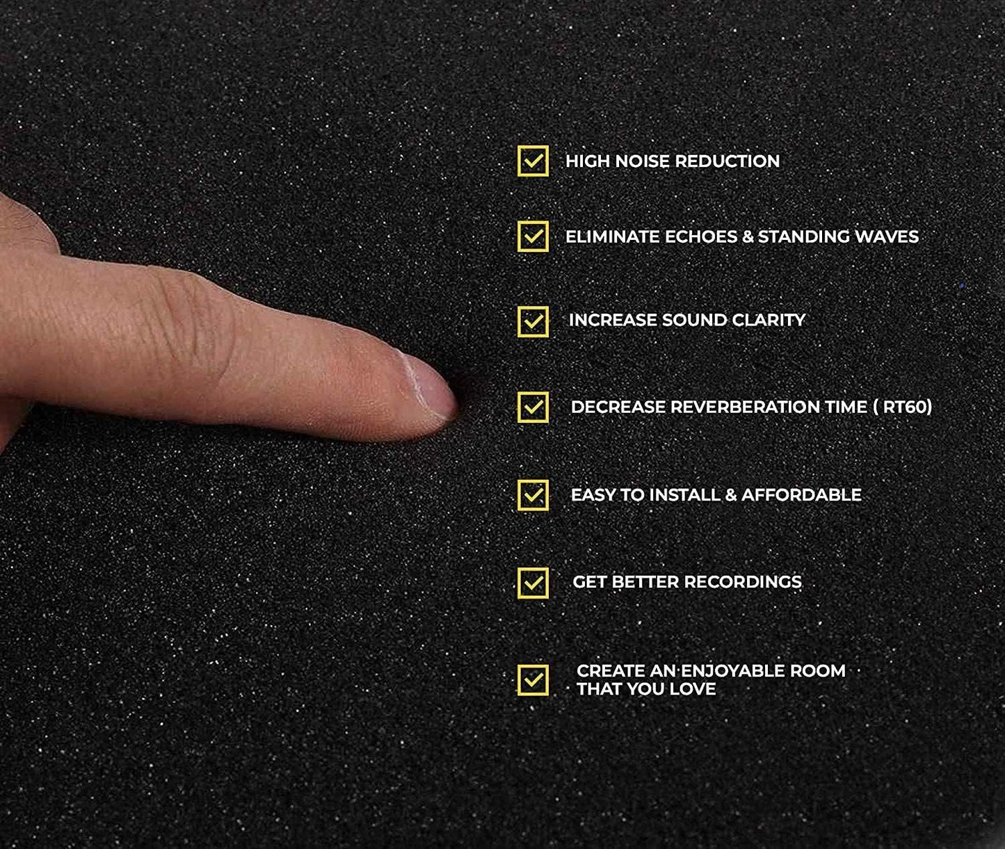 YDHTDLHC 52 Pack of 1 X 12 X 12 Inches Acoustic Foam Panels - Acoustic Foam - High Density - Flame Retardant - For Home Work Recording Studios(Black)