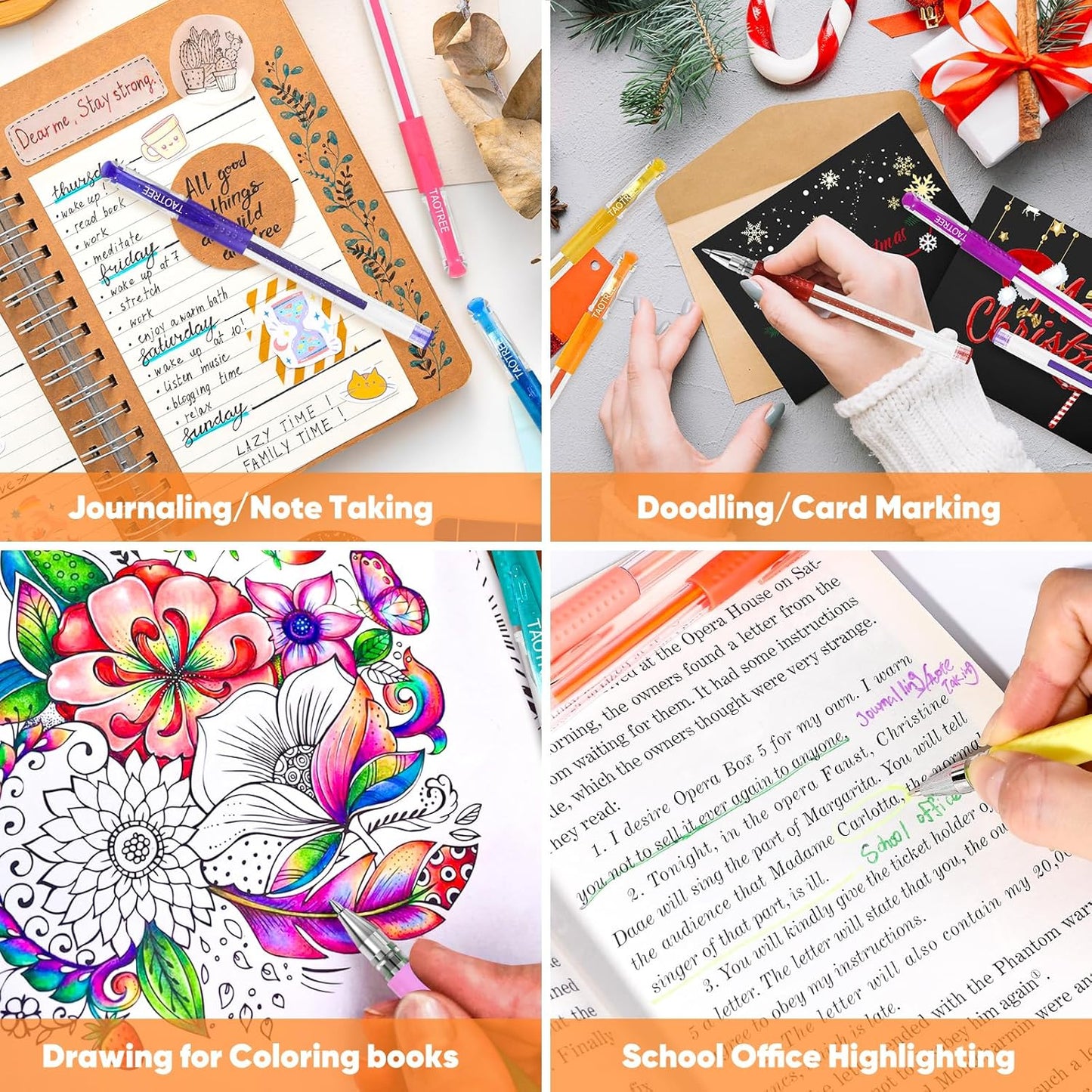 Taotree Glitter Gel Pens, 36 Color Neon Glitter Pens Fine Tip Art Markers Set 40% More Ink Colored Gel Marker for Coloring Book, Drawing, Coloring, Scrapbook, Journaling, Sparkle Easter Gifts kids