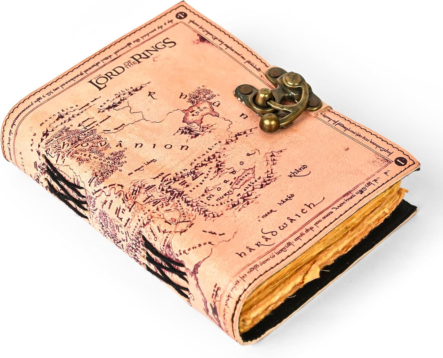 Spell Book of Shadow Lord of the Ring Leather Journal Diary with Clasp Lock – 200 Page Deckle Edge Leather Bound Notebook – Vintage Notebook for Writing, Drawing, Home, Office, Travelling