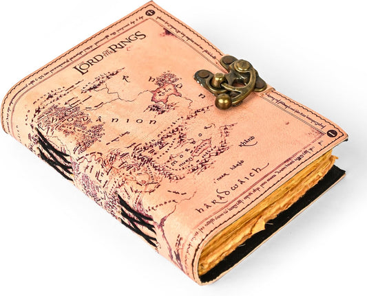 Spell Book of Shadow Lord of the Ring Leather Journal Diary with Clasp Lock – 200 Page Deckle Edge Leather Bound Notebook – Vintage Notebook for Writing, Drawing, Home, Office, Travelling