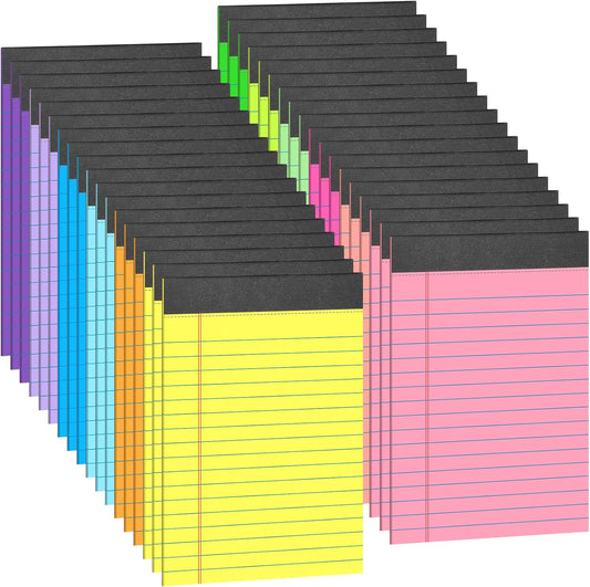 36 Pcs Legal Pads Bulk, Narrow Ruled Notepad 5x8, Multicolor Small Notepads 30 Sheet/notepad, Colored Mini Writing Pads with Sturdy Backboard, Perforated Lined Note Pads for Study, Office, To-Do Lists