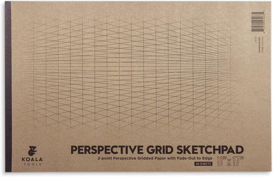 Koala Tools | Drawing Perspective (1 and 2-Point) Large Sketch Pad (2 Point - 11 x 17)