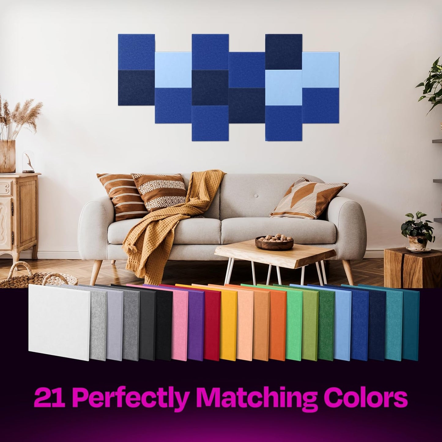 Acoustic Panels 12-Pack Soundproof Wall Panels 12"X12"X0.4" Sound Panels High Density Sound Dampening Panels - [Admiral Blue Square]