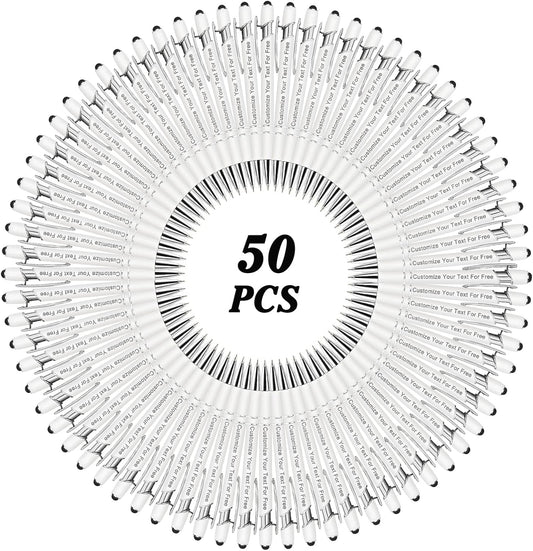 Max 500 Pcs Personalized Pens Bulk, Custom Pens with Free Engraving, Customized Stylus Tip Ballpoint Pen with Your Name Massage Text for School Office Business Graduation Anniversaries-50 Packs