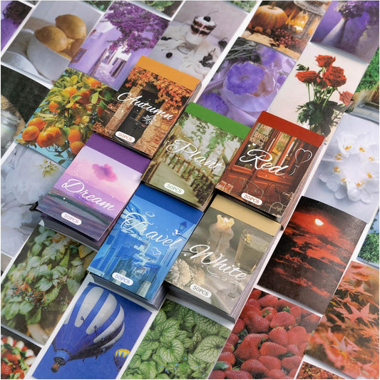 6 Sets 300 Pcs Washi Stickers Set Assorted Colors Aesthetic Sticker Book for Journaling, Daily Scenery Life Stuff Decorative Paper Sticker Decals for Scrapbooking Junk Journal Diary Album