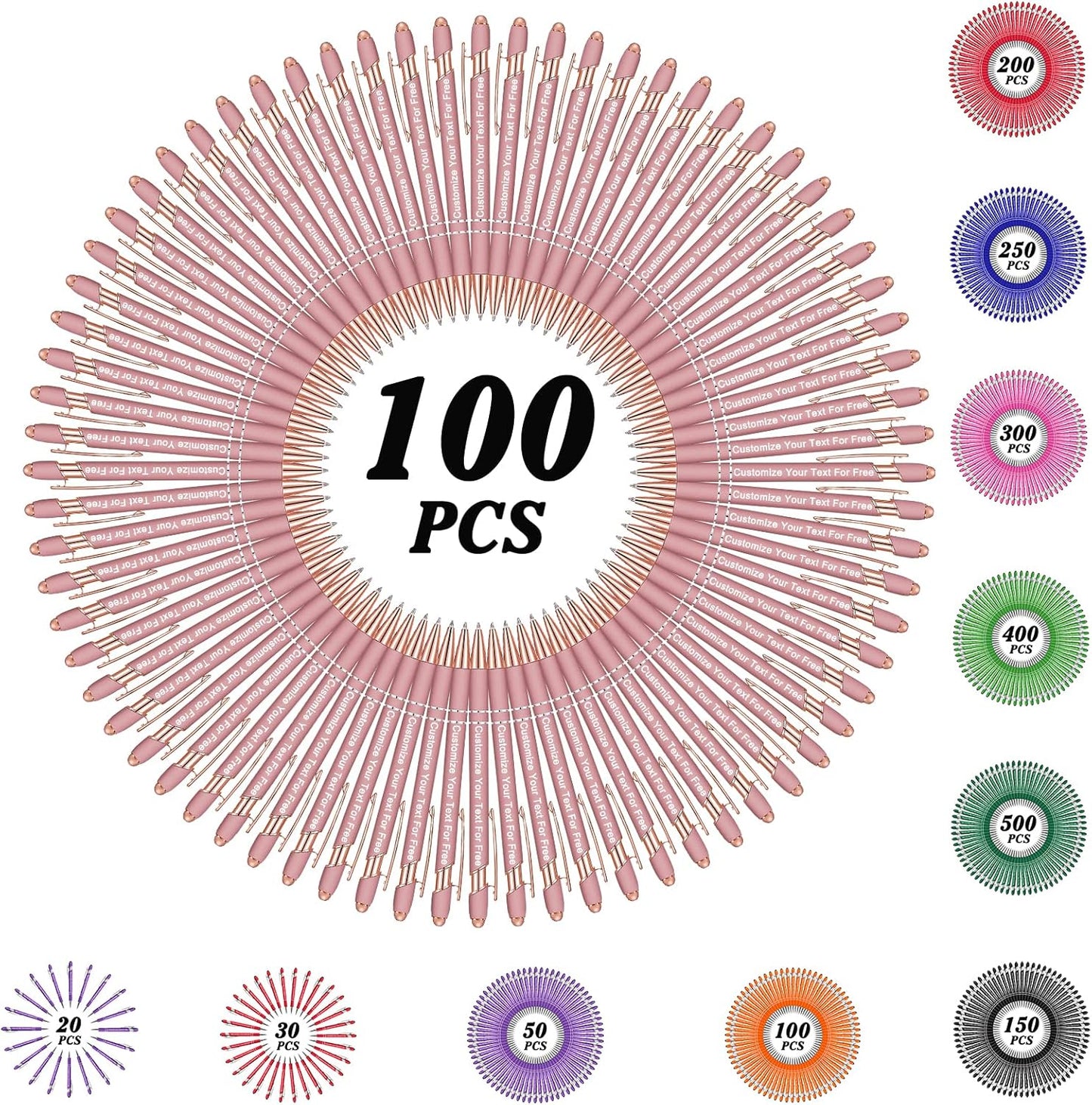 Max 500 Pcs Personalized Pens Bulk, Custom Pens with Free Engraving, Customized Stylus Tip Ballpoint Pen with Your Name Massage Text for School Office Business Graduation Anniversaries-100 Packs