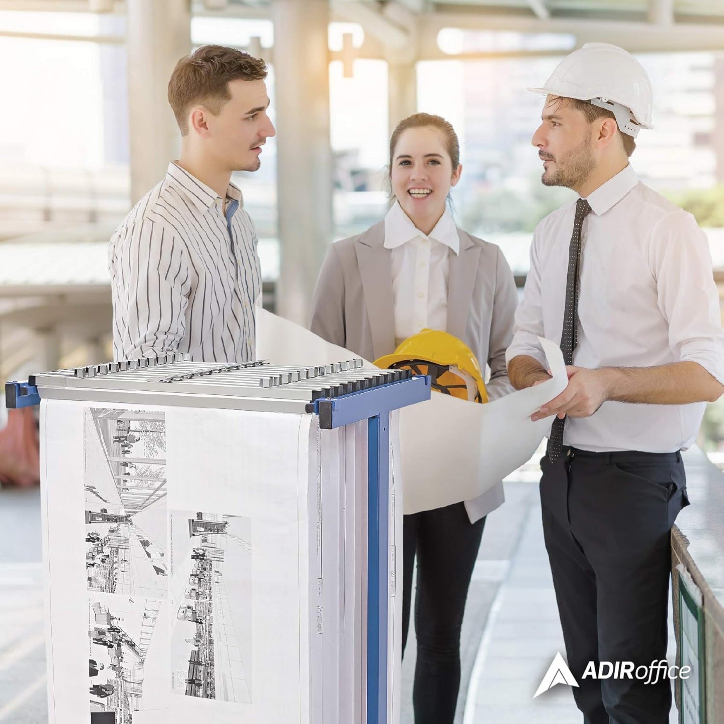 Adir Mobile Blueprint Storage Rack - Adjustable Mobile Blueprint Holder, Vertical Architect Drawing Rack with Wheels, Poster Display, Construction Plans Holder (Without Blueprint Clamps)