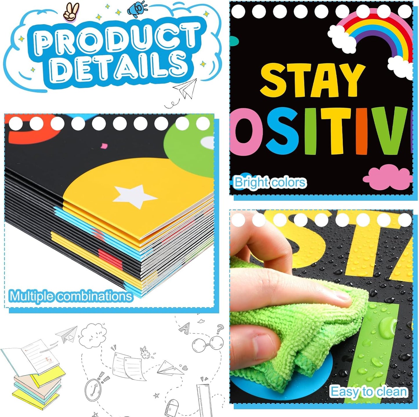 Honoson 24 Pcs Bulk Inspirational Privacy Folders for Students Cardboard Test Privacy Boards Motivational Words Desk Dividers Shield for Classroom School Study Supplies, 6 Styles(Colorful)