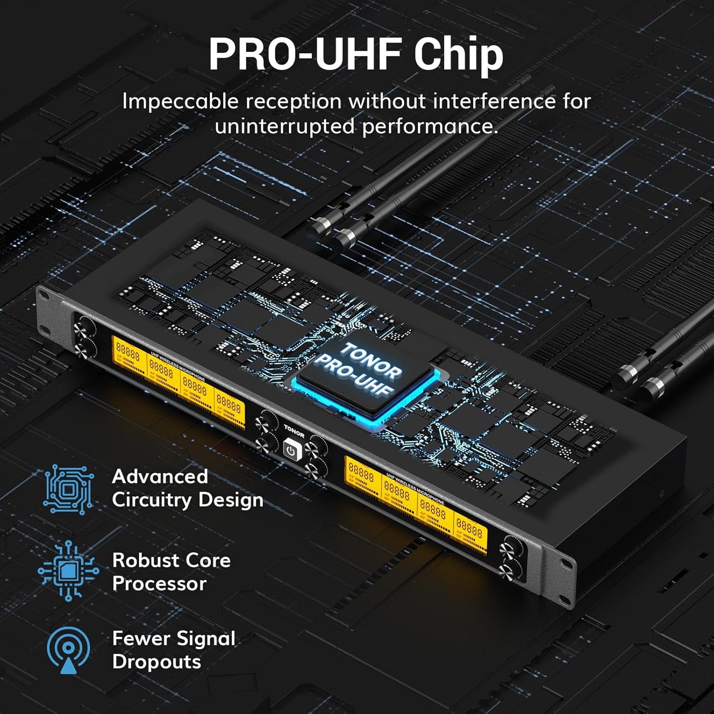 TONOR Wireless Microphone System, 12-Channel UHF Cordless Mic, 8 Handheld Metal Dyanmic Mic with Receiver, 295ft Range, 8x12 UHF Frequencies, Mic Mute, Ideal for Church Singing Karaoke Rehearse TW880