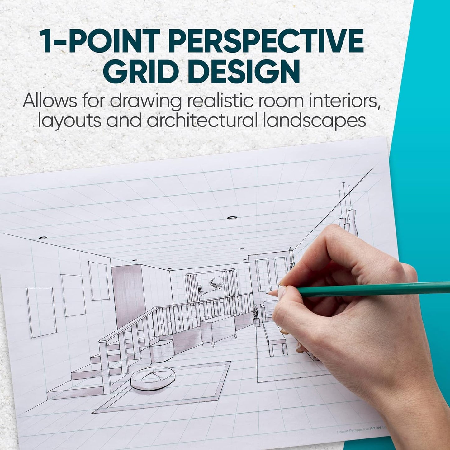 Koala Tools | Drawing Perspective (1 and 2-Point) Large Sketch Pad (1 Point - 11 x 17)