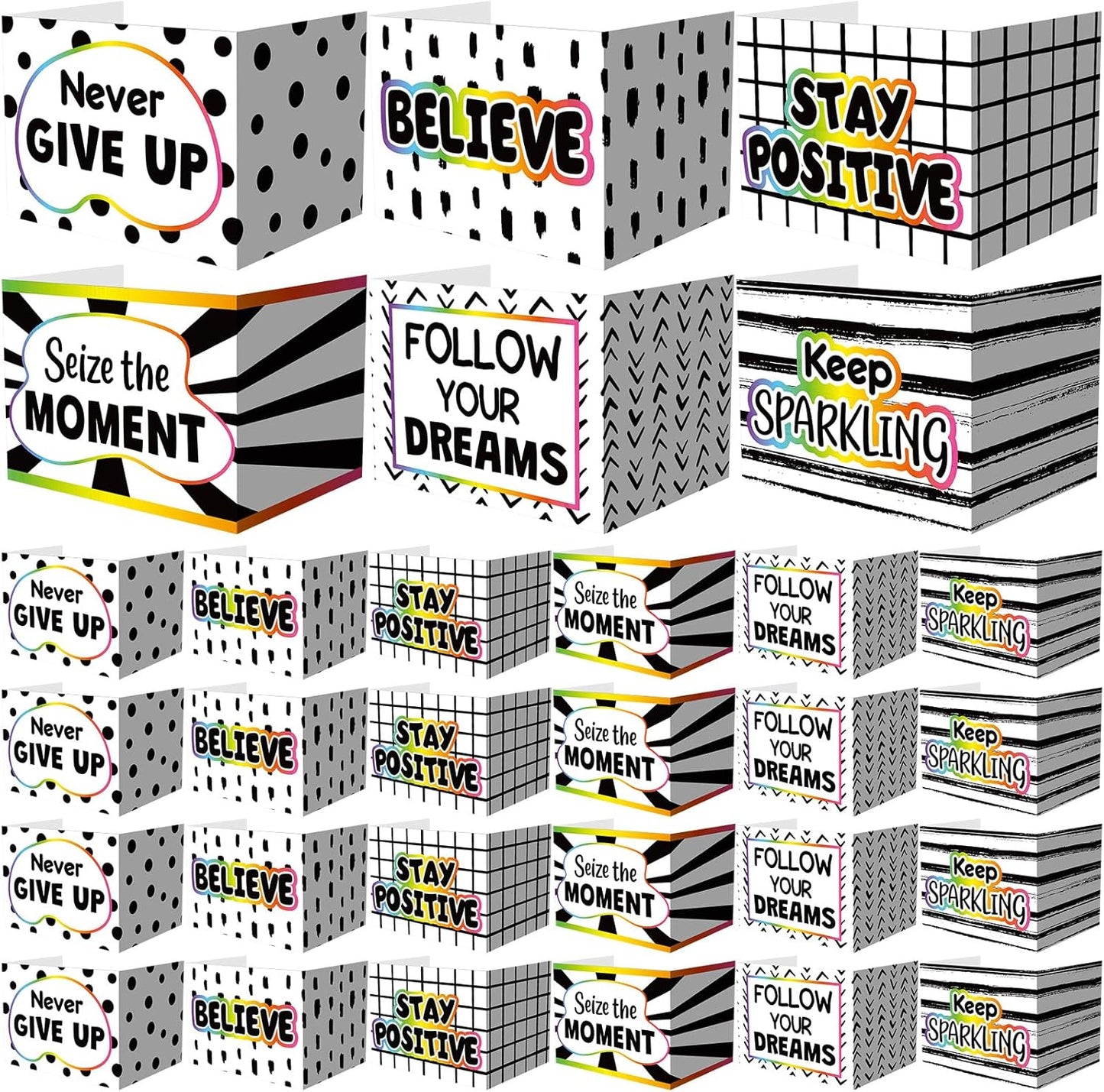 Honoson 24 Pcs Bulk Inspirational Privacy Folders for Students Cardboard Test Privacy Boards Motivational Words Desk Dividers Shield for Classroom School Study Supplies, 6 Styles(Polka Dot)