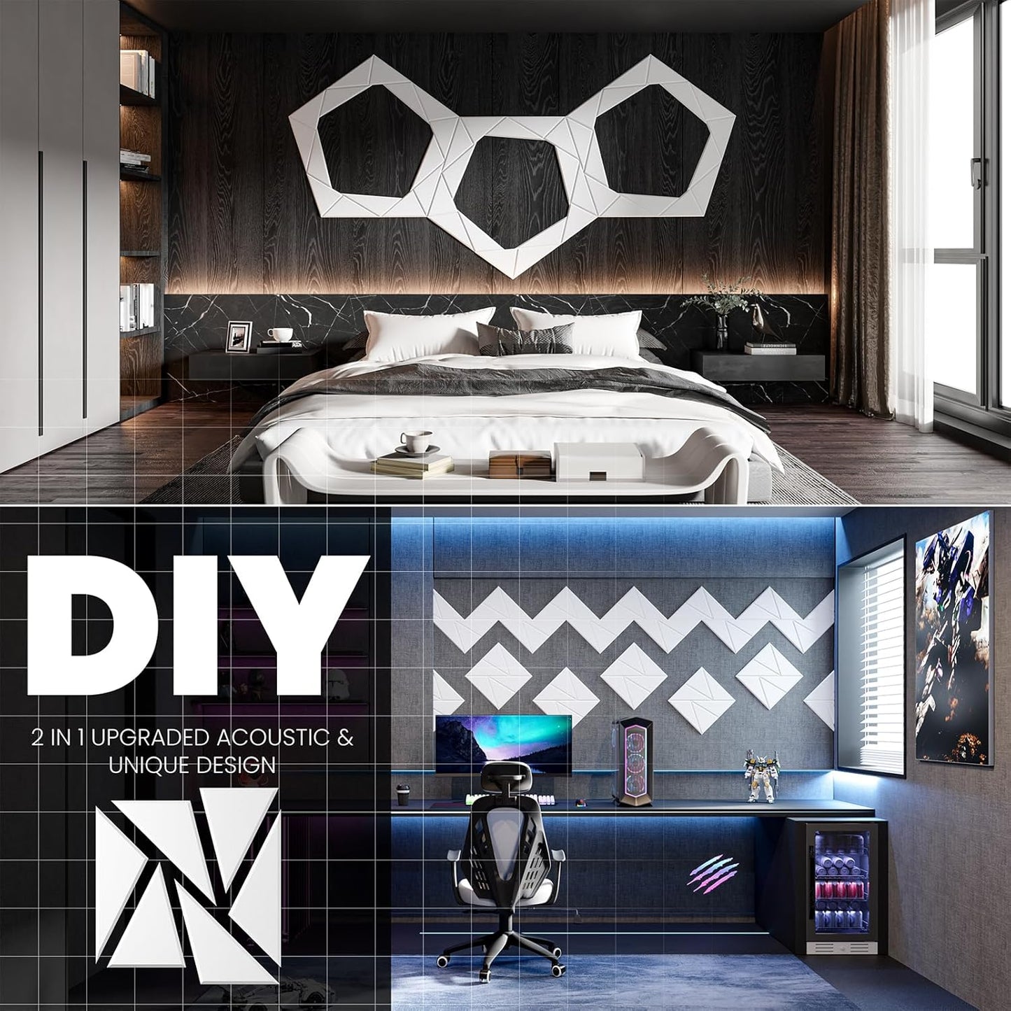 22 pack Acoustic Panels With Self-Adhesive, 12"X 12"X 0.4"Sound Proof Foam Panels, Sound Panels High Density, Soundproof Wall Panels for Home Studio Office-White