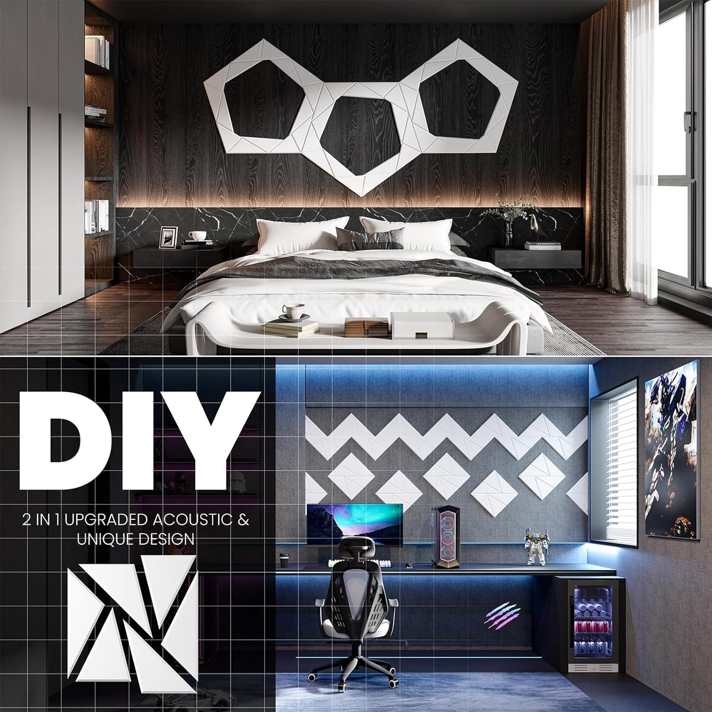 8 Pack Acoustic Panels with Self-Adhesive, 12"X 12"X 0.4"Sound Proof Foam Panels, Sound Panels High Density, Soundproof Wall Panels for Home Studio Office-White