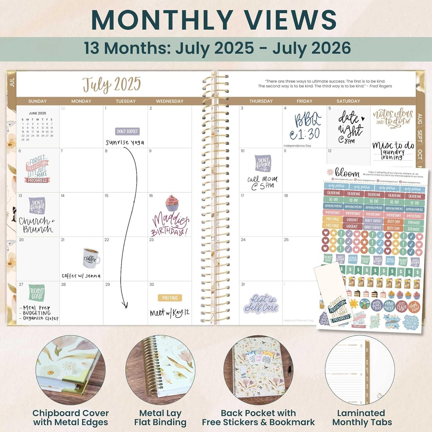 bloom daily planners HARDCOVER 2025-2026 (8.5" x 11") Academic Year Day Planner (July 2025 - July 2026) - Task Goal Organizer - Monthly & Weekly Inspirational Agenda Book - Butterfly Garden