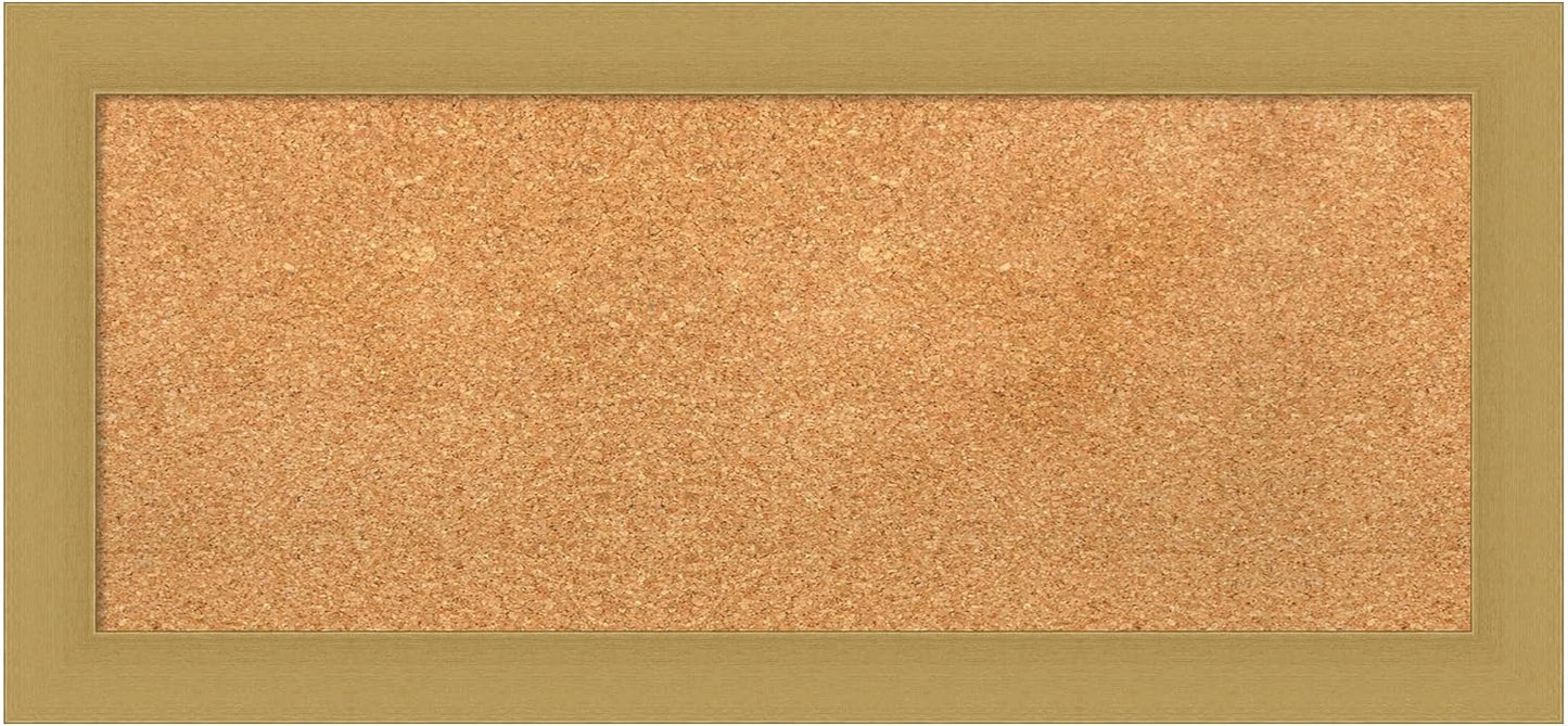 Amanti Art Natural Cork Board for Wall, 16x34 Vision Board with Gold Frame, Medium Corkboard Office Decor for Home Organization, Casual Corkboard Pinboard to display items for home organization