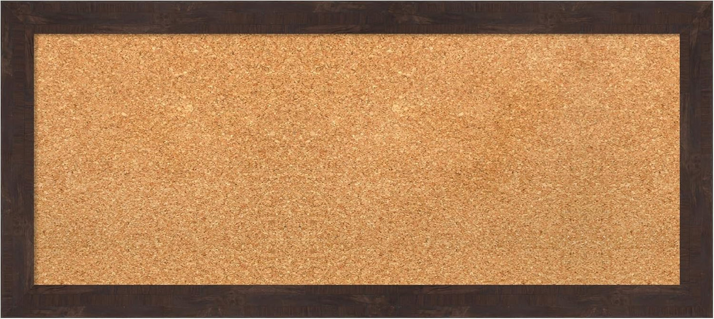Amanti Art Natural Cork Board for Wall, 15x33 Vision Board with Brown Wood Frame, Medium Corkboard Office Decor for Home Organization, Rustic Farmhouse Corkboard Pinboard to display items for home