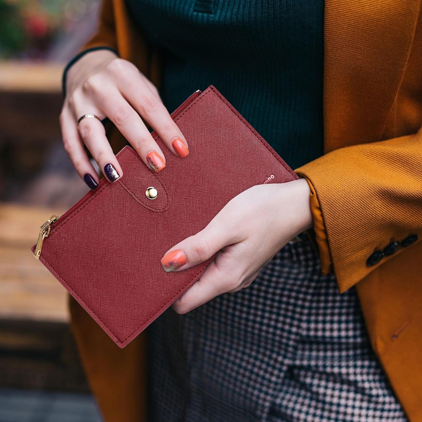 Travelambo RFID Wallet Women Large Size Bifold Multi Card Wallet Case with Zipper Pocke Credit Card Holder for Women