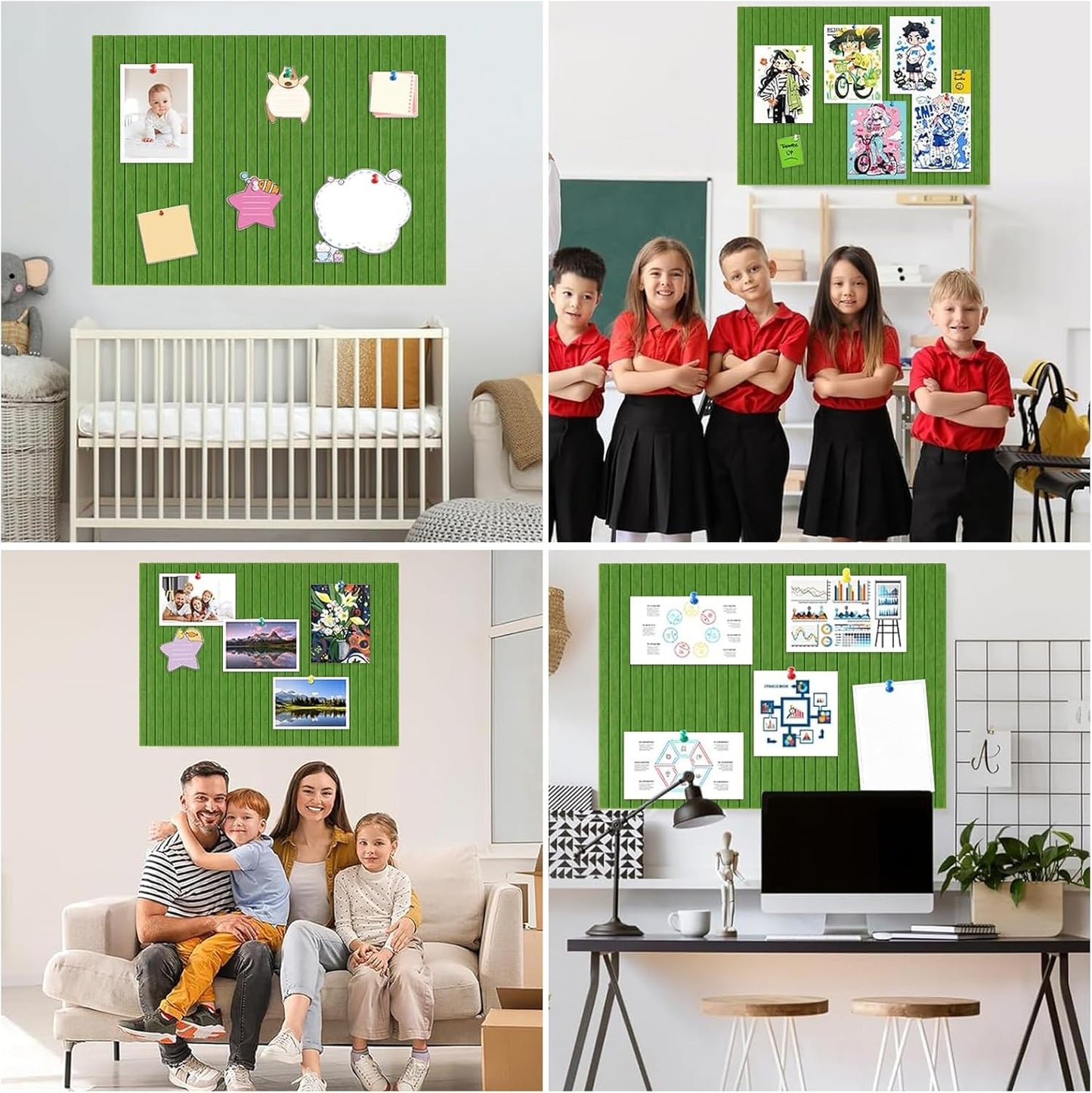 Cork Boards for Walls 48" x 36" Felt Board Alternative, 12 Pack Felt Wall Tiles Bulletin Board, Large Cork Board for Office Pin Board Tack Board Cork Boards