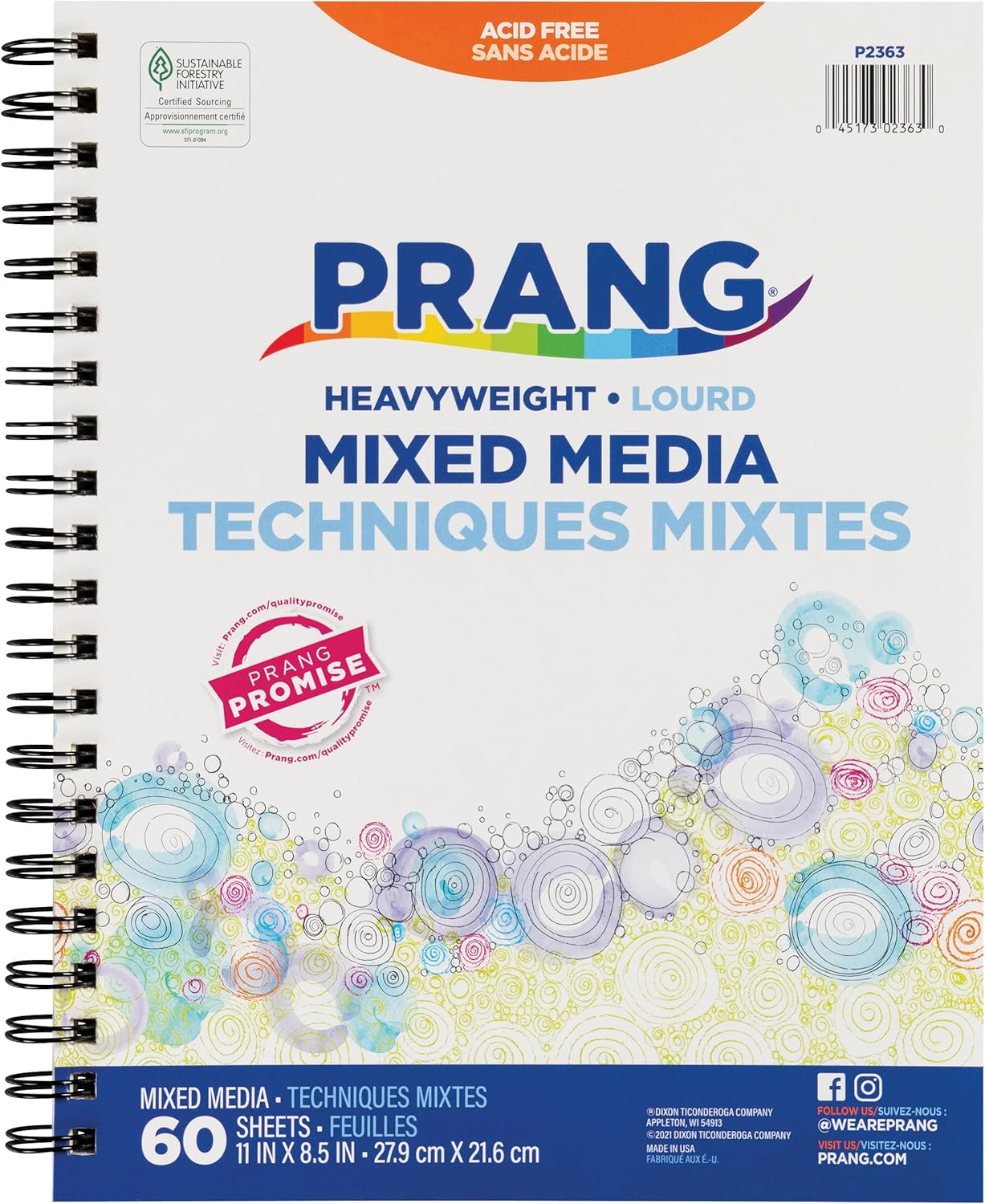 Prang (Formerly Art Street) Mixed Media Journal, Heavyweight, 8.5" x 11", 60 Sheets