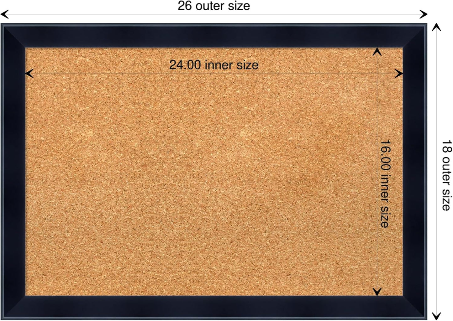 Amanti Art Natural Cork Board for Wall, 18x26 Vision Board with Black Wood Frame, Medium Corkboard Office Decor for Home Organization, Modern Contemporary Corkboard Pinboard to display items for home
