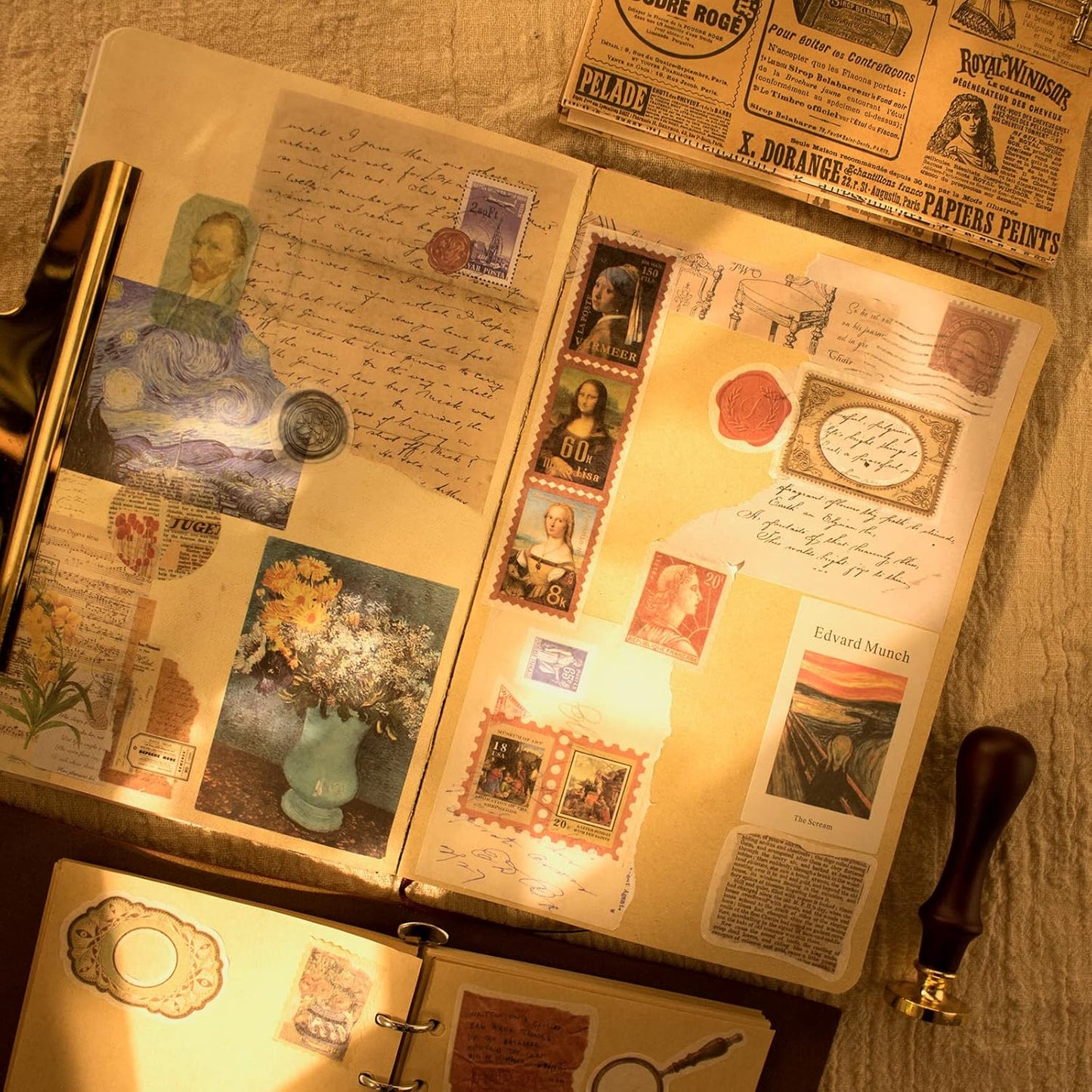 200Pcs Vintage Scrapbook Stickers, Aesthetic Junk Journal Stamping Supplies Kit, Scrapbooking Ephemera Washi Paper for Bullet Journaling Planners Diary Collage (Artistic)