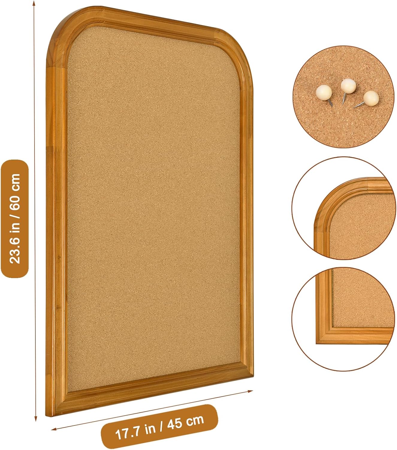 Cork Board for Walls, 23.6x17.7 inches Bulletin Board with Frame, Decorative Hanging Pin Board Vision Board Message Board for Office School Home Decor(2R&2S,4560,1p)
