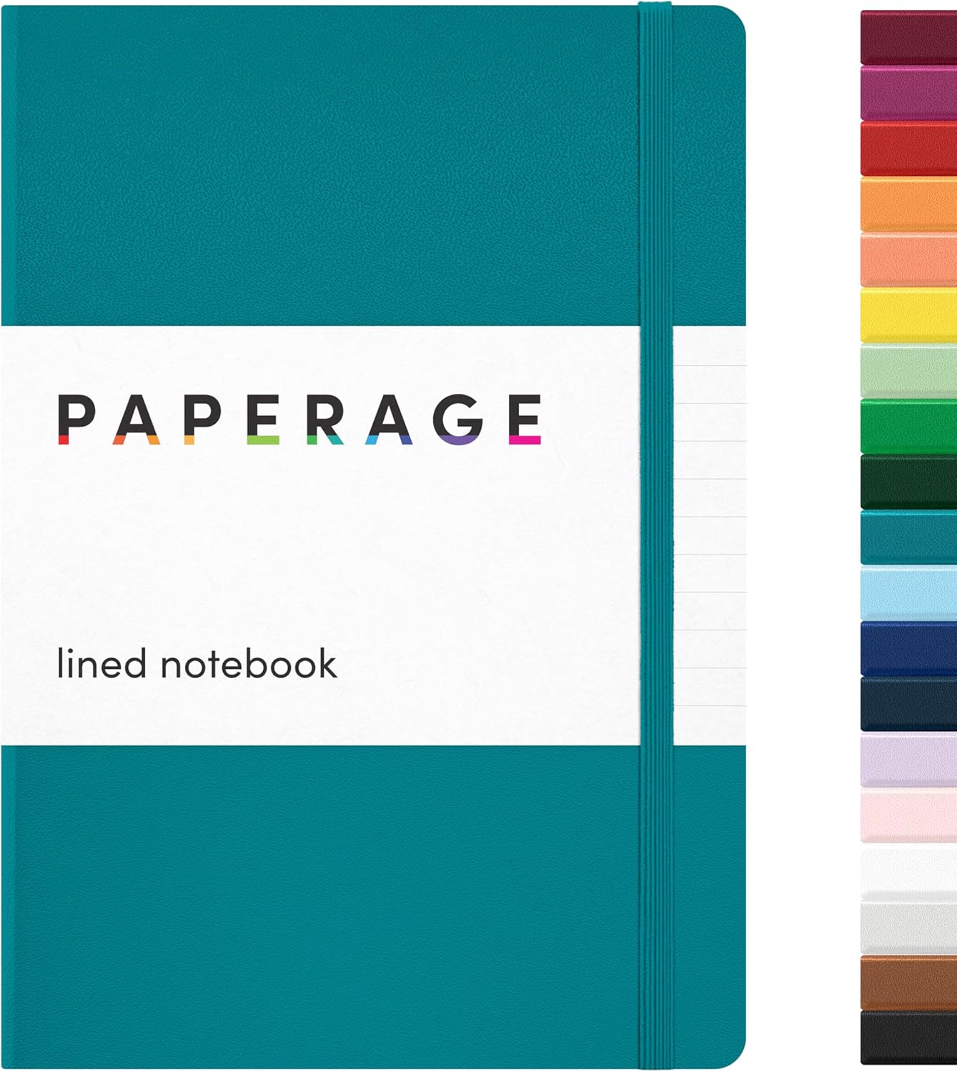 PAPERAGE Lined Journal Notebook, (Turquoise), 160 Pages, Medium 5.6 in x 8 in - 100 GSM Thick Paper – Hardcover Journaling Notebook for Work, School & Note Taking