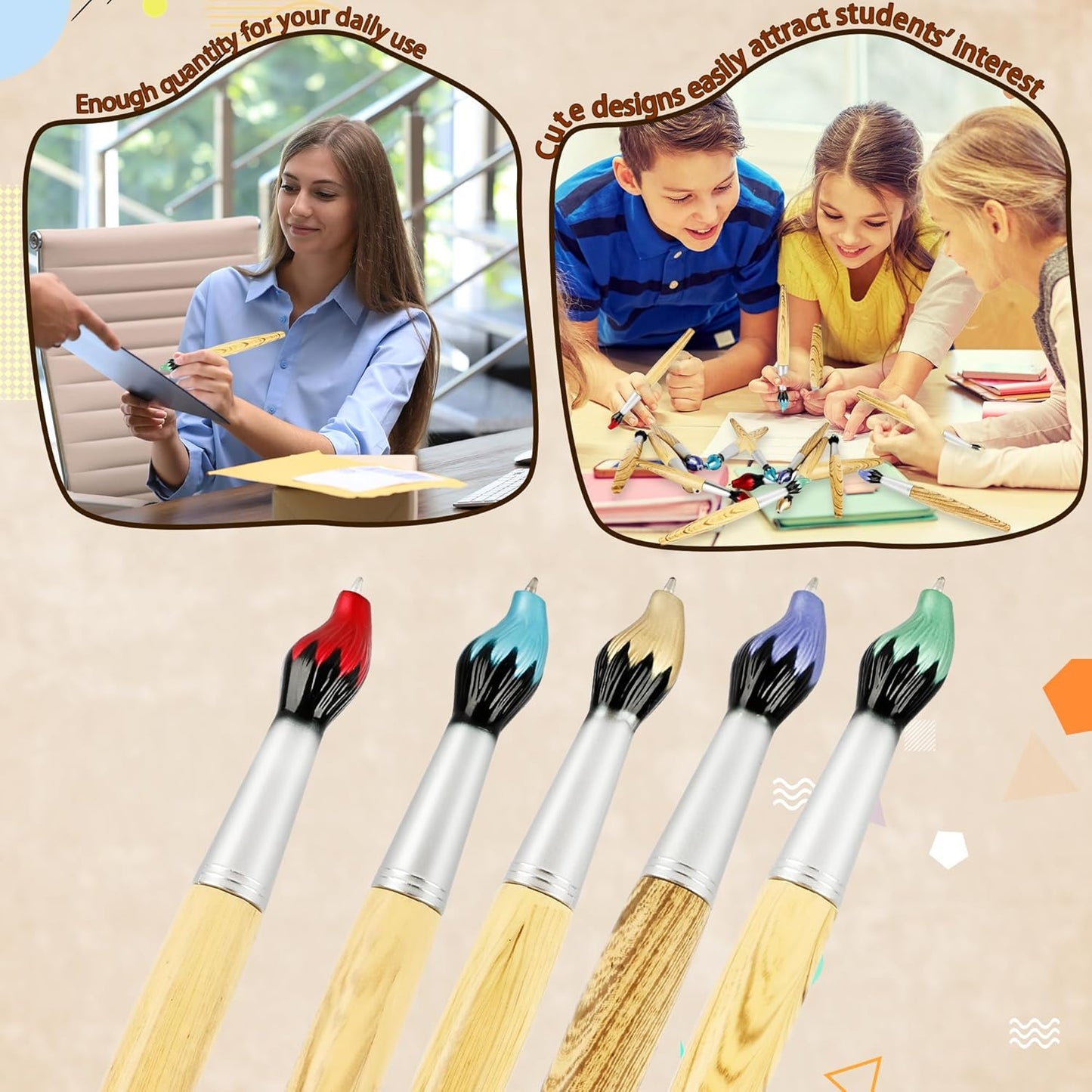 25 Pcs Paint Brush Pens Brush Shape Ballpoint Pen Novelty Paintbrush Blue Ink Pens for Artists School Office Stationery, 5 Colors