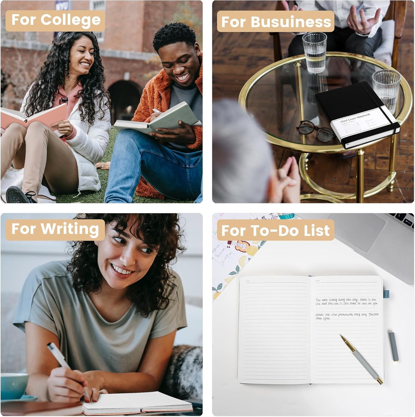 CAGIE 2 Pack Notebooks Journals for Women Men Hardcover A5 Journaling Notebooks Leather Journals for Writing Thick Journal Supplies Diary, Green& Black