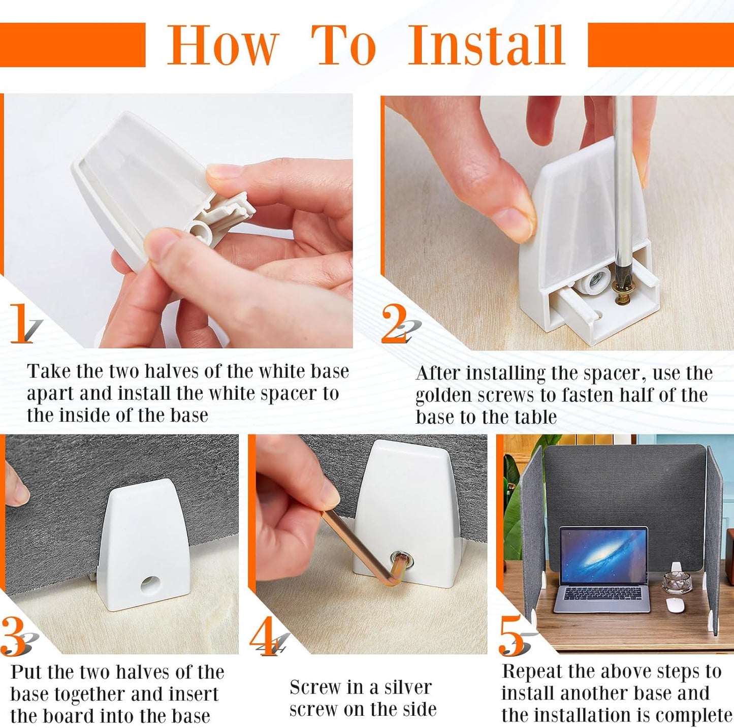 6 Pcs Desk Divider Privacy Panel 20 x 24 Clamp-on Acoustic Freestanding Desktop Partition Dividers with Aluminum Guard Clamps for Office Student Sound Proof Reducing Noise Visual Distractions(Gray)