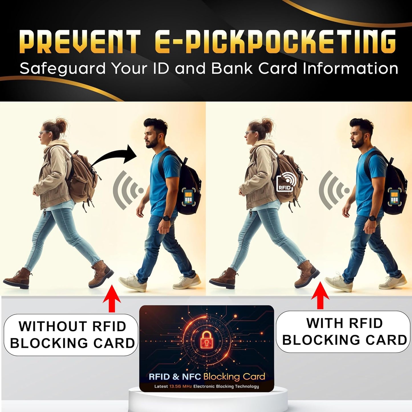 SaiTech IT 10 PK RFID Blocking Cards Protect Your Entire Wallet, Purse, and Cards from NFC Contactless Theft Wallet for Men & Women - Orange Black (10 Pack CL)
