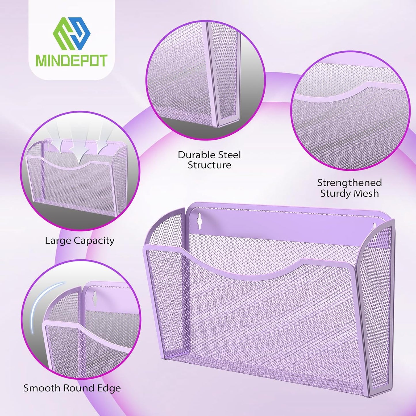 Wall File Organizer,Hanging Wall Mounted File Folder Binder Holder Mail Organizer for Office,Home and School Supplies