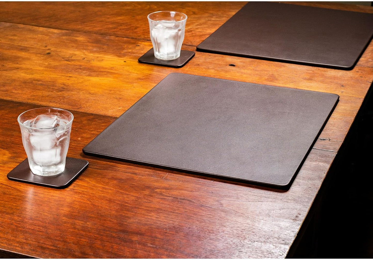 Dacasso 17" x 14" Brown Leatherette Luxury Conference Pad - Leather Desk Blotter for Writing - Boardroom Organization & Executive Table Decor