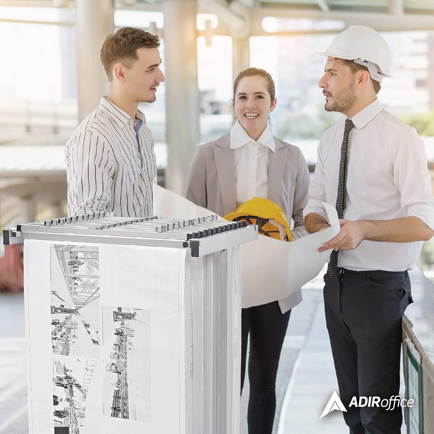 Adir Mobile Blueprint Storage Rack - Adjustable Mobile Blueprint Holder, Vertical Architect Drawing Rack with Wheels, Poster Display, Construction Plans Holder (Without Blueprint Clamps)