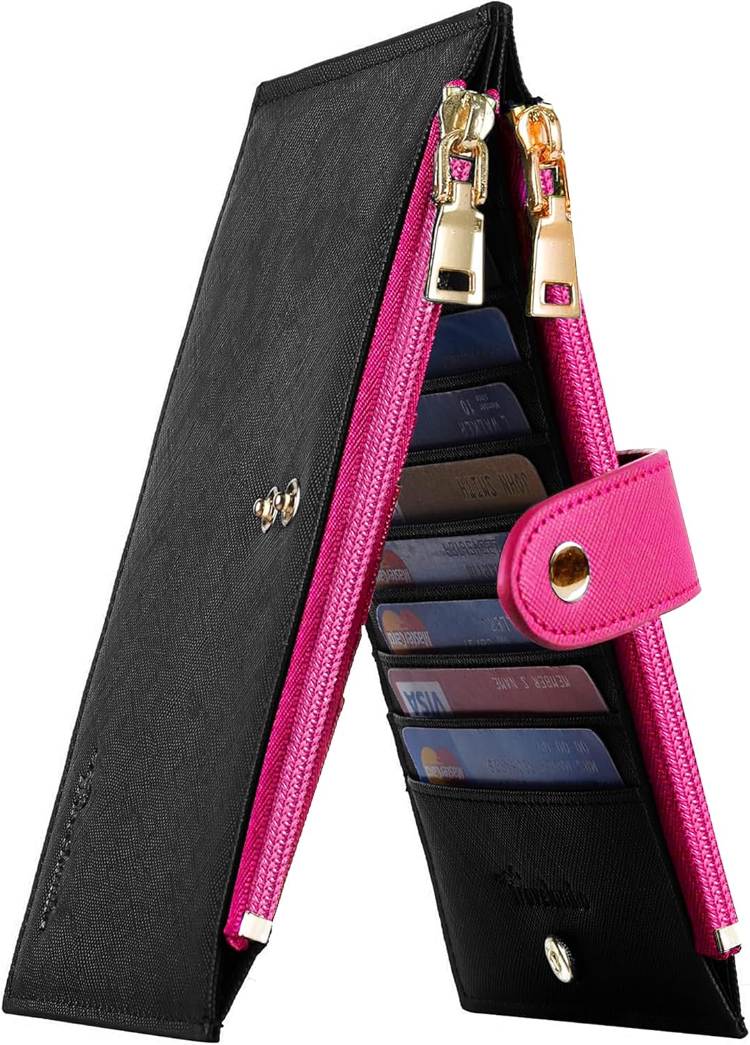 Travelambo RFID Wallet Women Bifold Multi Card Wallet Case with Zipper Pocke Credit Card Holder for Women