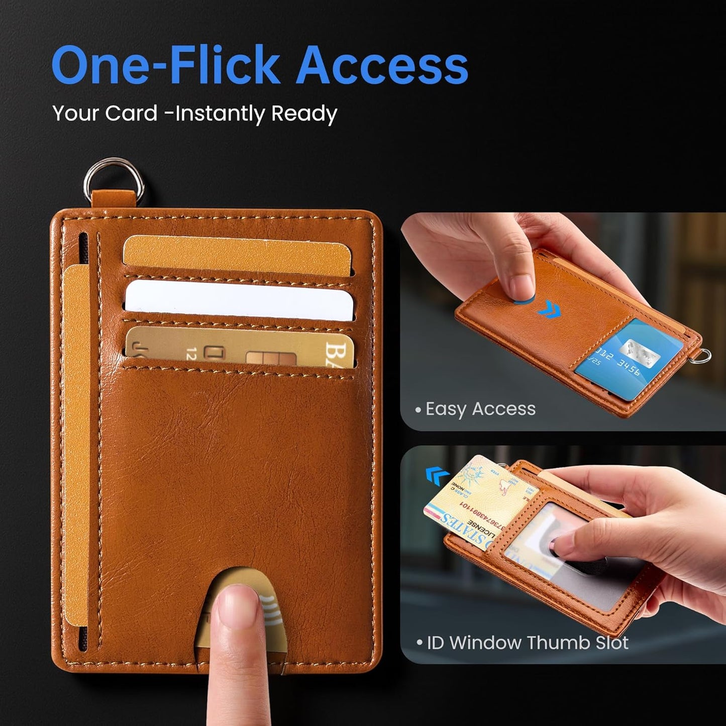 Mayski Slim Wallet, Credit Card Holder for Women, Minimalist Front Pocket RFID Blocking Card Cases, Small Wallet Women Men(Oiled Wax Brown)