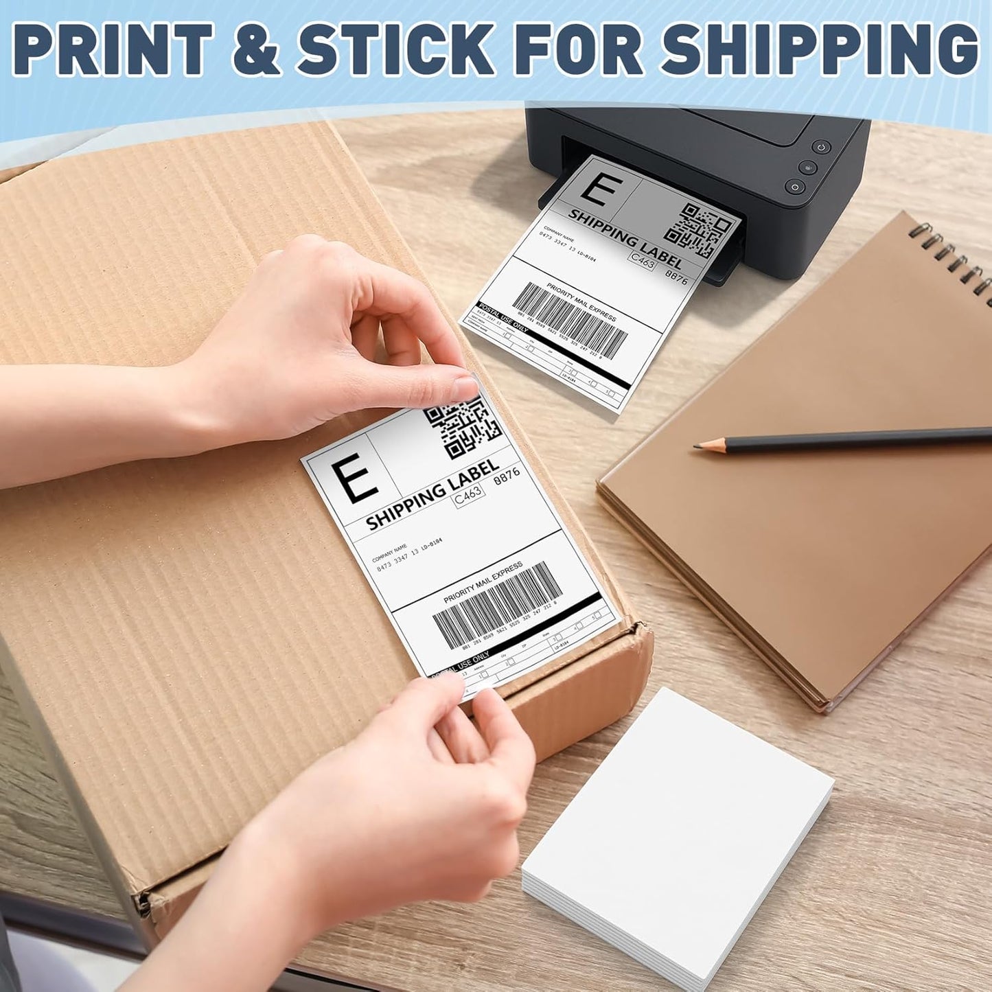 JTIEO 2" x 4" Sticker Labels Direct Thermal Labels 200Pcs Shipping Label, Compatible with Zebra & Rollo Label Printer