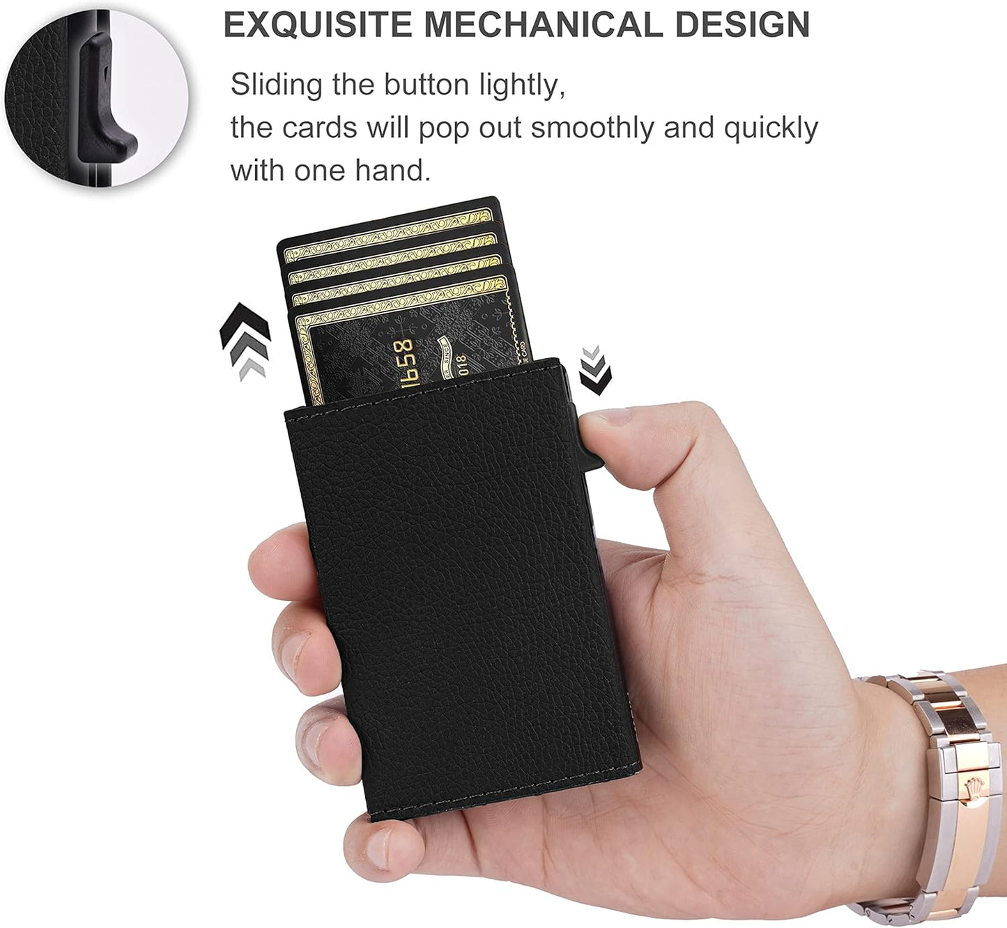 Aiuwo Wallet for Men,Mens Wallet Card Holder,Smart,Slim,Minimalist Wallet,Credit Cards Holder RFID Blocking Wallet (Card Wallet, Lichee Black)