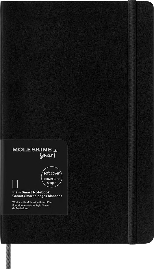 Moleskine Smart Notebook, Large, Plain, Sapphire Blue, Soft Cover (5 x 8.25)