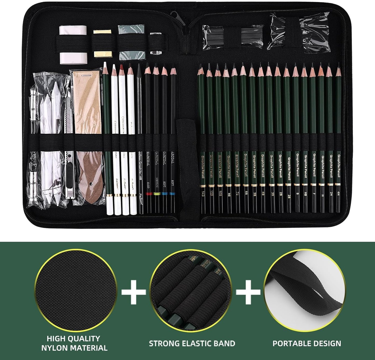 43 Pack Sketch Pencils for Drawing Charcoal Pencil Sketching Set with Sketchbook, Pencils, Charcoal, Graphite and More for Artists, Professionals or Beginners