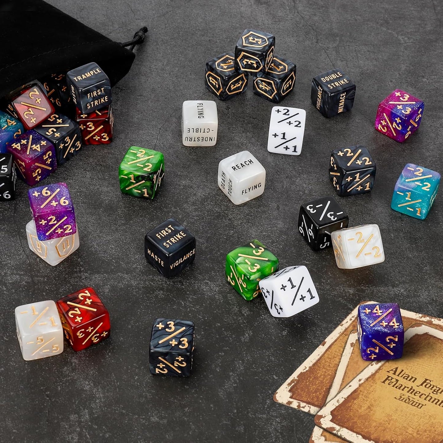 102 Pieces MTG Dice Counters Set Bulk Ability Keyword Tokens Shield Life Counters 6 Sided Dice for Magic The Gathering TCG Card Gaming Accessories 1