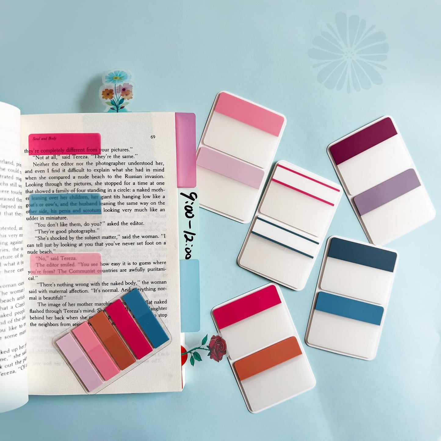 ELII 300 PCS Tabs 2 Inch Sticky Index Tabs,Writable and Repositionable Book Tabs File Tabs Self Adhesive,Page Markers for Pages Notebooks