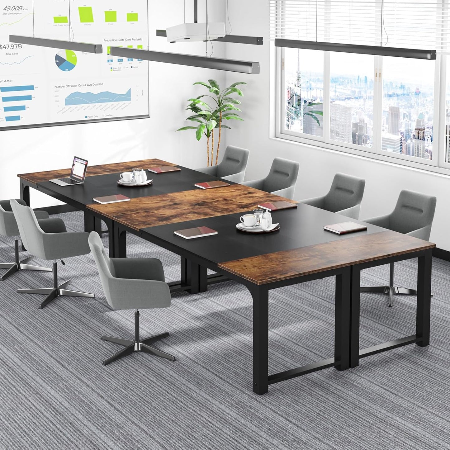 Tribesigns 63” Executive Desk, Large Office Computer Desk with Thicken Frame, Modern Simple Workstation Business Furniture for Home Office, Rustic Brown/Black, 63'' W x 23.6'' D