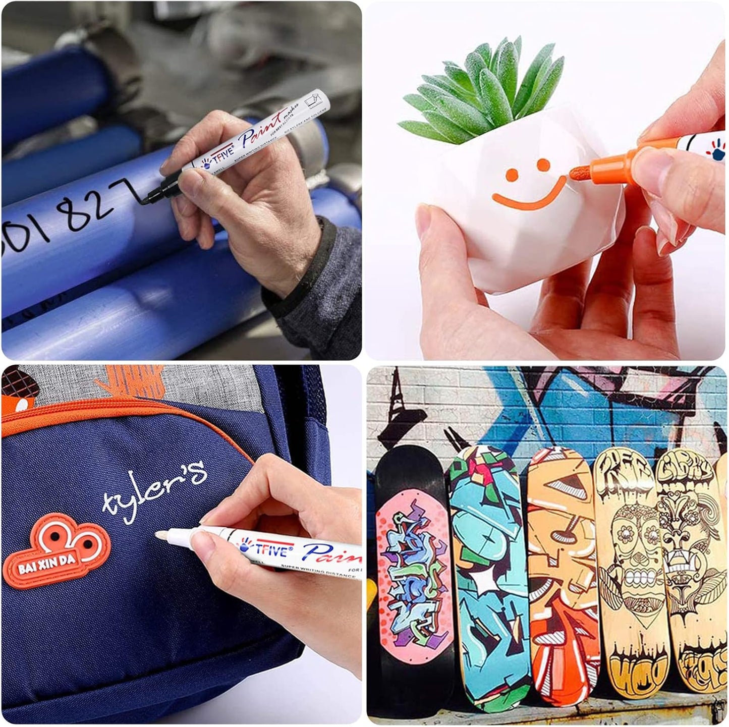 TFIVE Gold Permanent Paint Marker Pens - 2 Count Oil Based Marker Pen, Medium Tip, Waterproof & Quick Dry, for Office, Art projects, Rock Painting, Ceramic, Glass, Wood, Plastic, Metal, Canvas