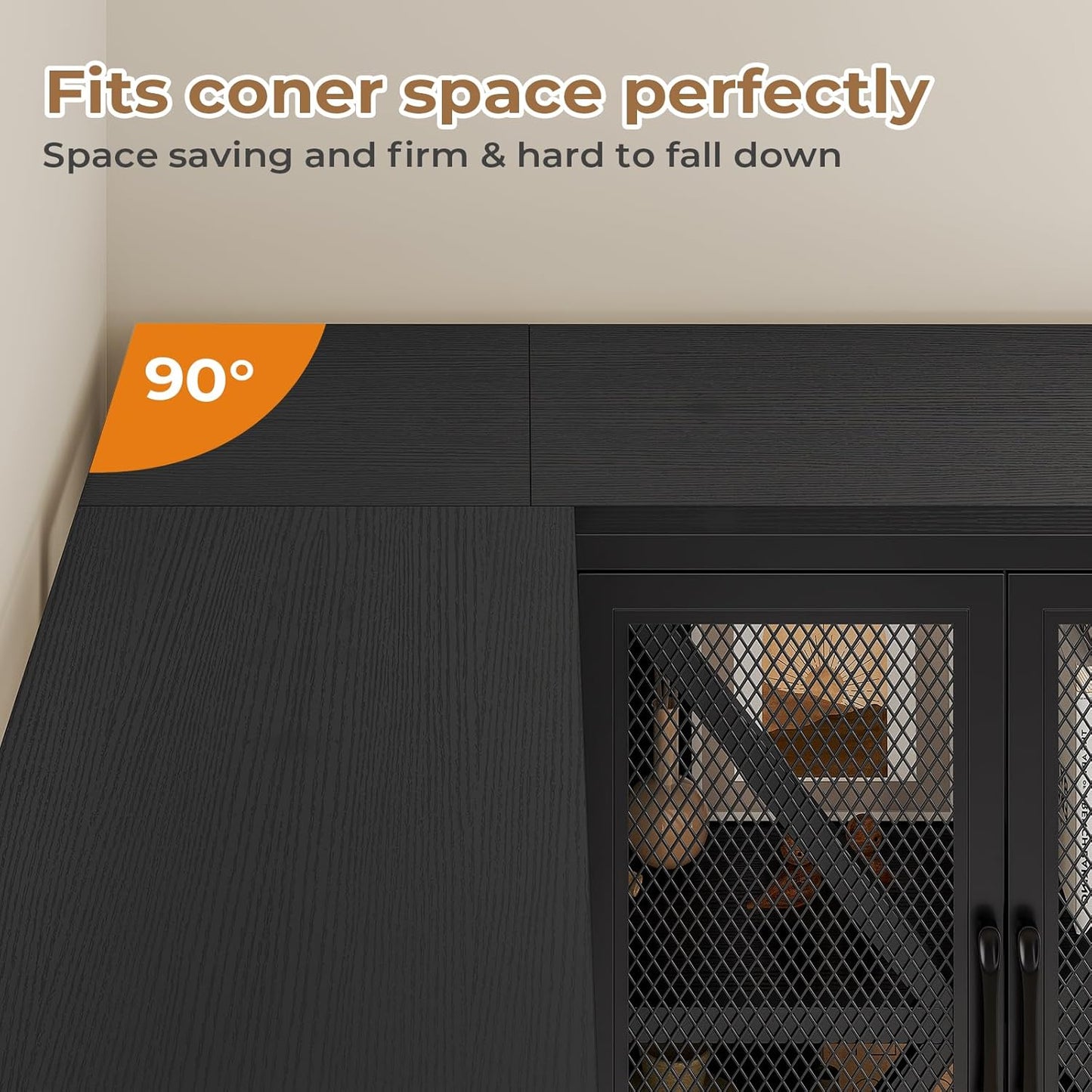 Corner Bookshelf, 5 Tier Industrial Convertible Bookshelf with 6 Fabric Drawers, Corner Bookcase Large L Shaped Storage Display Shelf for Home Office, Living Room, Kitchen, Black