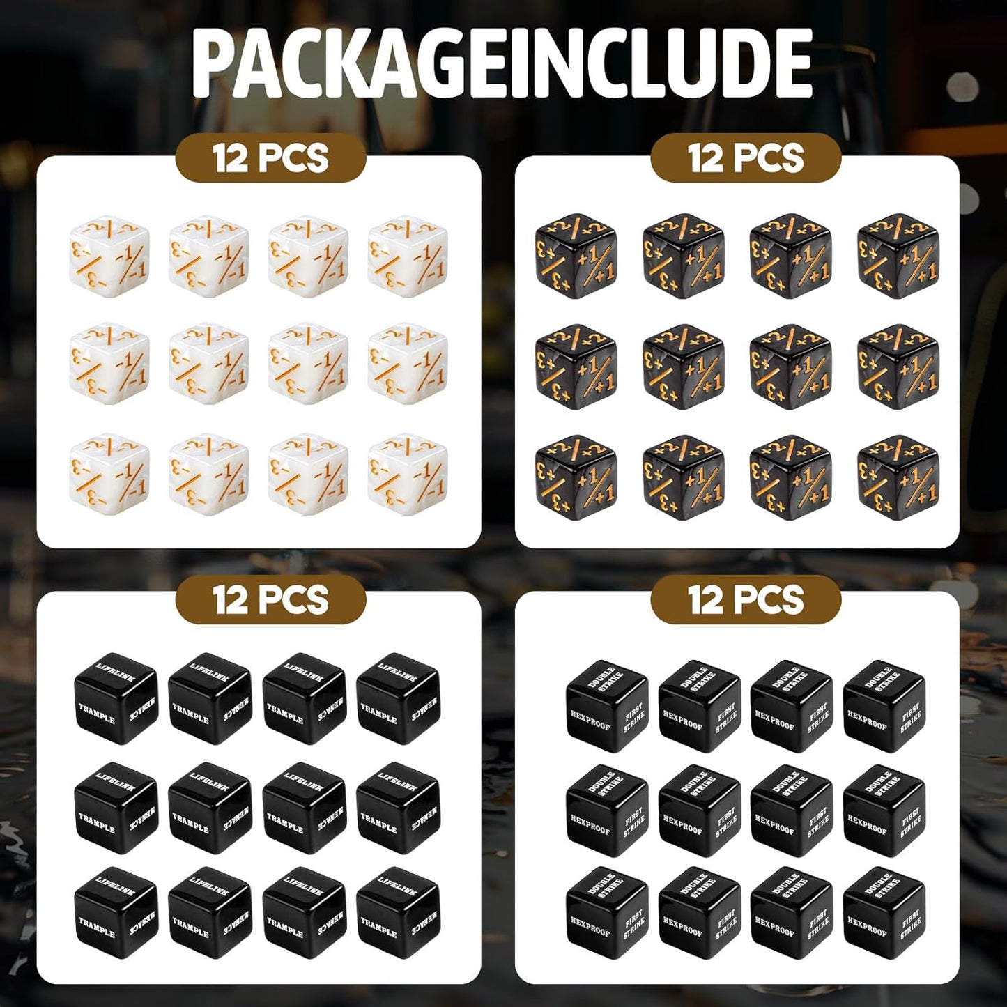 48 Pieces MTG Counter Token Dice Counters Marble Keyword Counters life Counter Tokens Dice Buff Tokens Compatible with Magic Card Game Accessories CCG Creature Stats (Classic, 48)