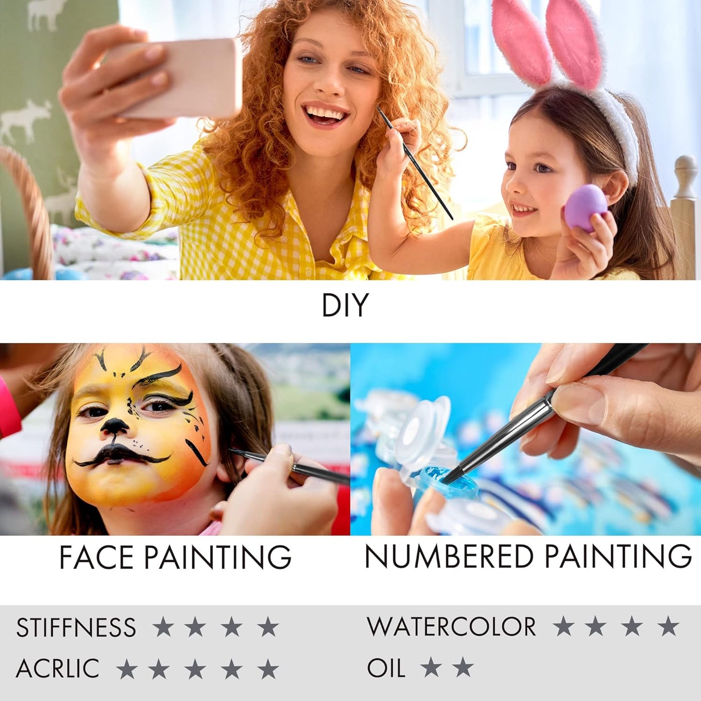 ARTIFY 12 PCS Watercolor Brushes Set, Synthetic Paint Brushes for Watercolor Painting, Acrylic, Gouache & Oil Painting - Detail Paint Brushes, Round, Flat, Cat's Tongue,Liner for Beginners & Kids