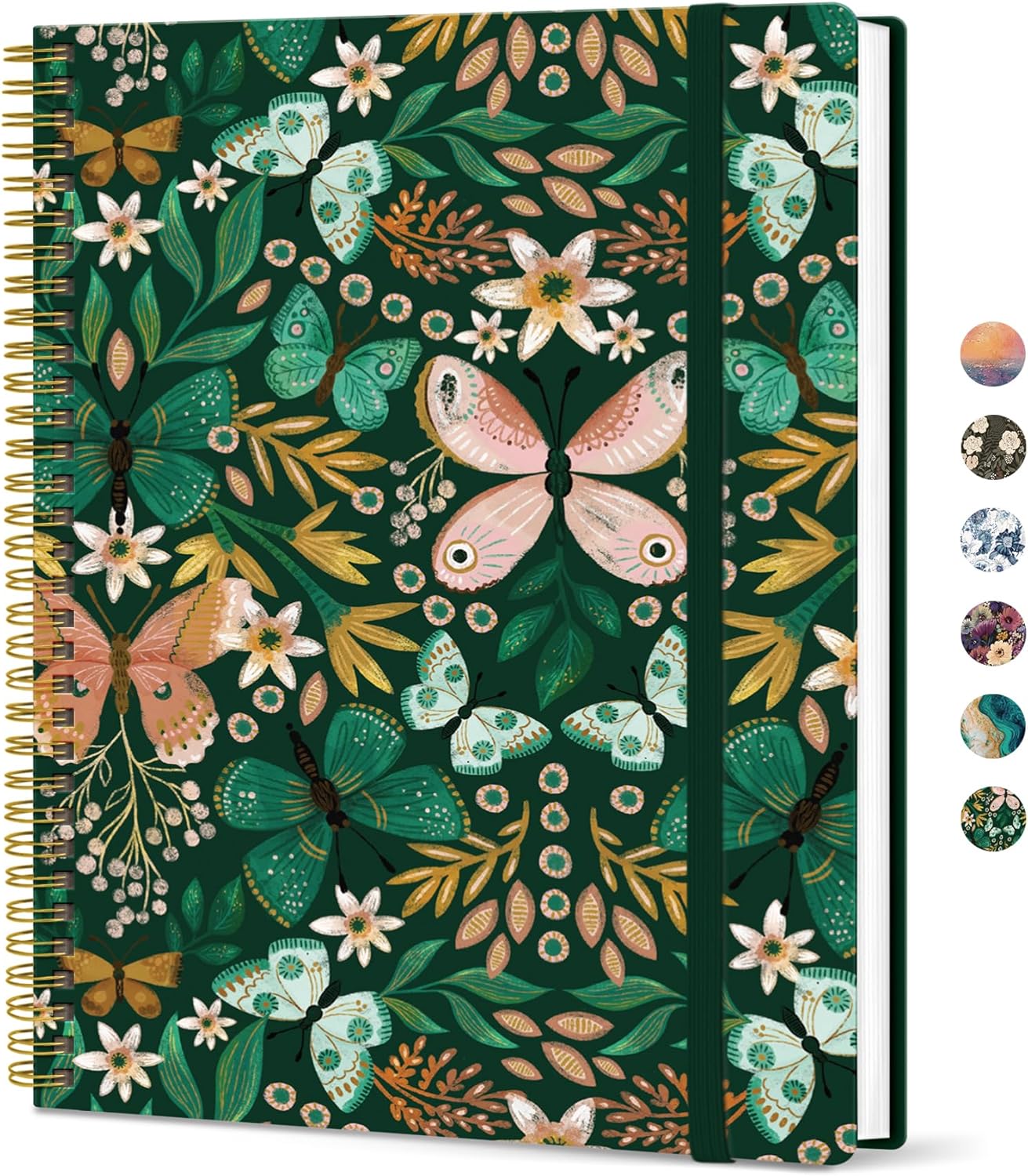 Taja Spiral Lined Notebook, 8.5"x11" Notebooks for Work, Large A4 Journal for Women & Men, College Ruled Journaling Notebook for Writing, Plastic Cover Spiral Journal, Butterfly