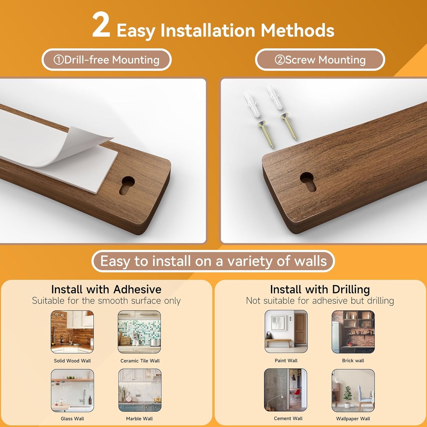 Magnetic Knife Holder for Wall, Acacia Wood Knife Magnetic Strip No Drill Knife Magnet Storage Bar Magnetic Tool Key Holder Strip for Kitchen Utensil Organizer (Dark Brown, 10 Inch)