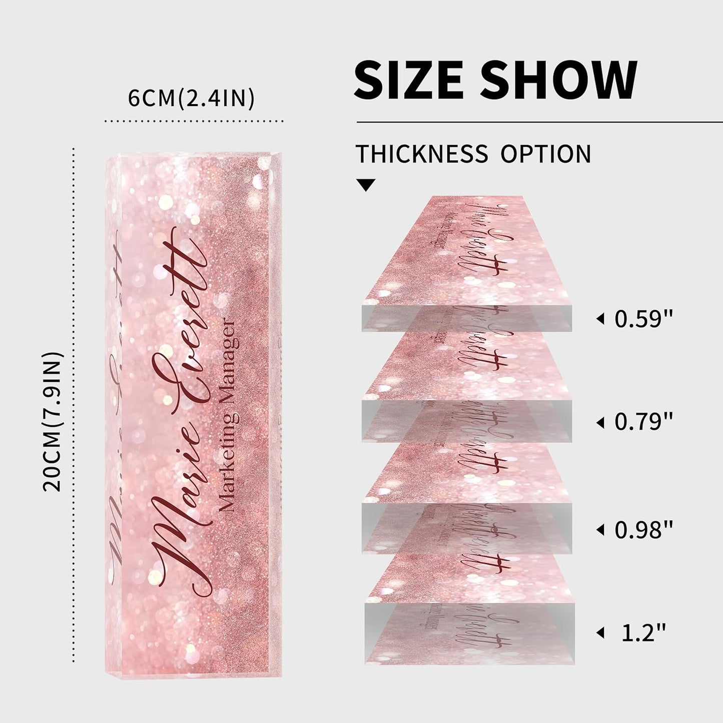 Custom Name Plate for Desk | Personalized Desk Name Plate | Personalized Boss Employee Teacher Appreciation Gifts | Acrylic Name Plate Office Desk Accessories (A-Pink Quartz)